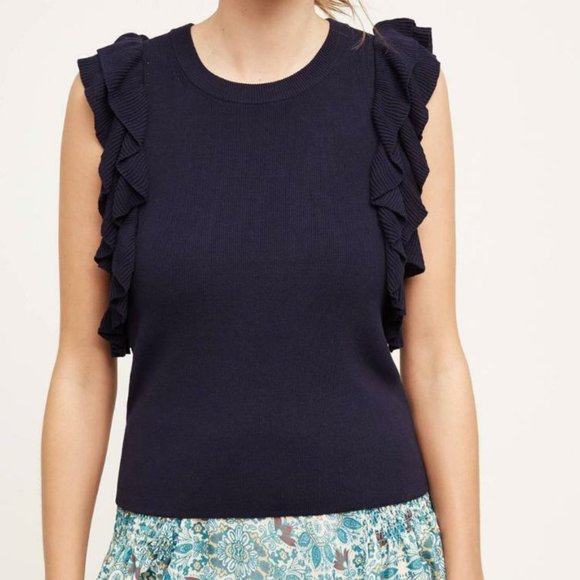 Anthropologie Tops - ANTHROPOLOGIE Knitted & Knotted Ruffle Sleeveless